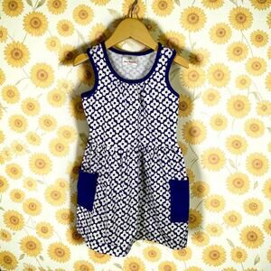 Hanna Andersson Girl's 110 (US 5) Purple & White Mod Floral Sleeveless Dress